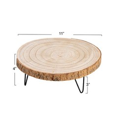 Large Paulownia Wood Pedestal with Metal Legs