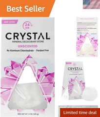 Completely Natural Crystal Deodorant – Two 5 Ounce Hypoallergenic Sticks
