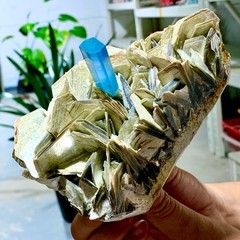 2.24LB Natural Aquamarine Mica paragenesis Crystal Specimen Museum level