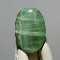 Energy of New Beginnings- Natural Green Kammererite Palm- Chatoyant Flashy Stone
