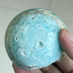 385g Natural Hemimorphite Geode Sphere Crystal Blue Ball Healing Decor