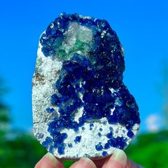 126G Natural Blueberry Fluorite with Candle Calcite Quartz Crystal Specimen