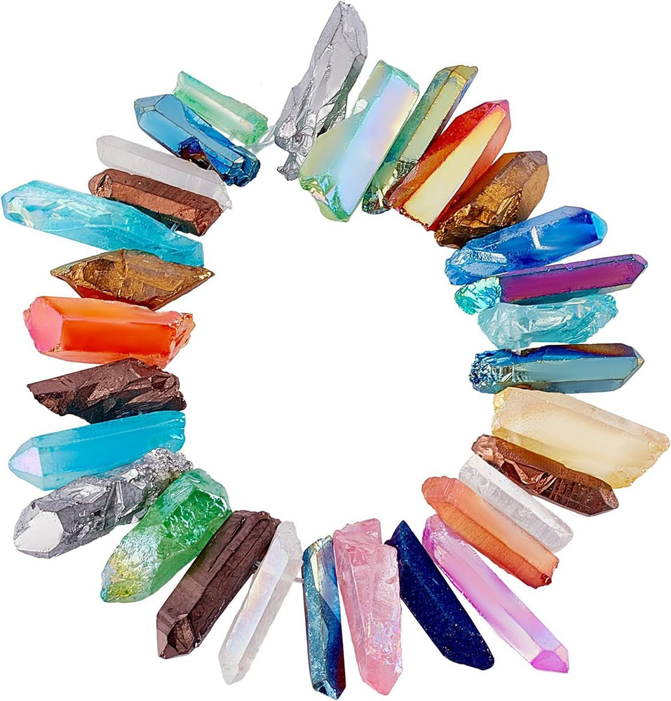 about 20~24Pcs Quartz Crystal Bead with 1.2~1.4Mm Hole Yoga Amulet Chakra Set Po