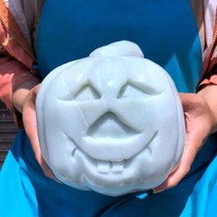 10.49LB Natural Quartz Hand Carved Pumpkin Halloween Pumpkin Crystal Skull 1919