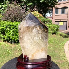 11.68LB Natural Smokey Citrine Crystal Quartz Obelisk Reiki Tower Gem + Stand