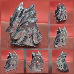 1+LB Purple Mica Hand Carved Dragon Reiki Healing Crystal Dragon Statue