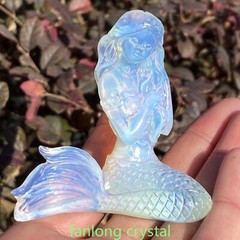 3” Opalite quartz Crystal Carved Mermaid Skull Reiki healing Random 1pc