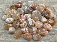 Grade A++ Flower Agate Tumbled Stones, 0.75″-1.25″ Tumbled Cherry Blossom Agate